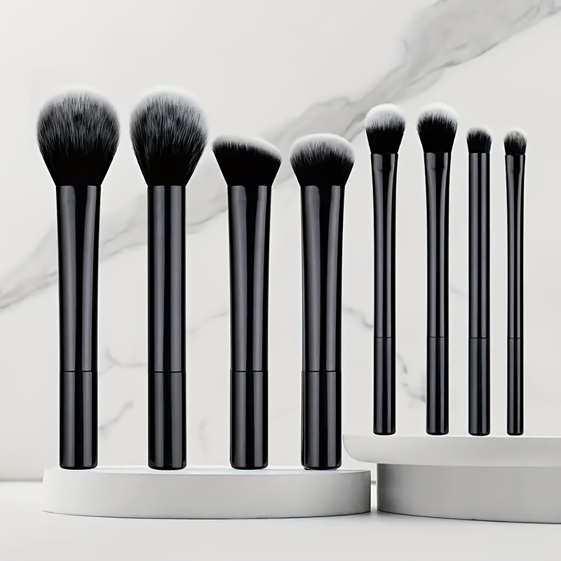 

8pcs Chic & Portable Makeup Brush Set - Includes Foundation, Blush, Contour, Eyeshadow, Brushes & More - Hypoallergenic Nylon With Abs Handles - Ideal For Types, Makeup Brush Holder