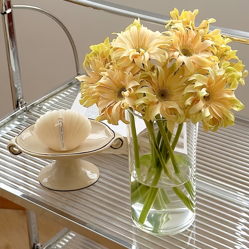 TEMU Transparent Vase - Anti-drop, Wide Mouth Large Cylindrical Straight Tube, Suitable For Flowers And Candle Holders, Versatile Use