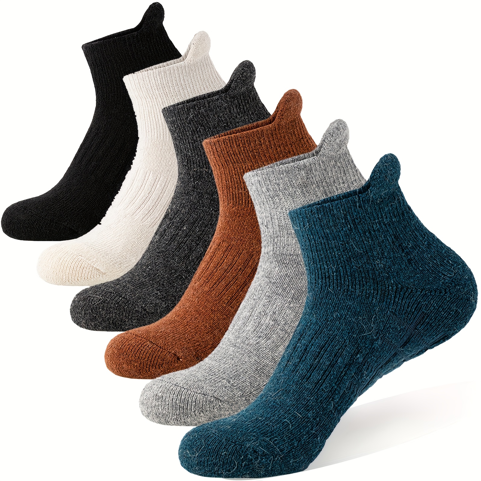 

6 Pairs Of Hiking Running Ankle Wool Wool Socks For Men And Women Support Sweat Absorbing Breathable Thick Cushion Low Cut Invisible Socks For Festival Gift Sock