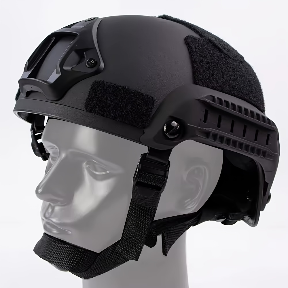   MICH2001   Helmet with Adjustable Chin Strap, NVG Mount & Rails - Durable ABS, Black - Ideal for Outdoor Hunting & Paintball Games
