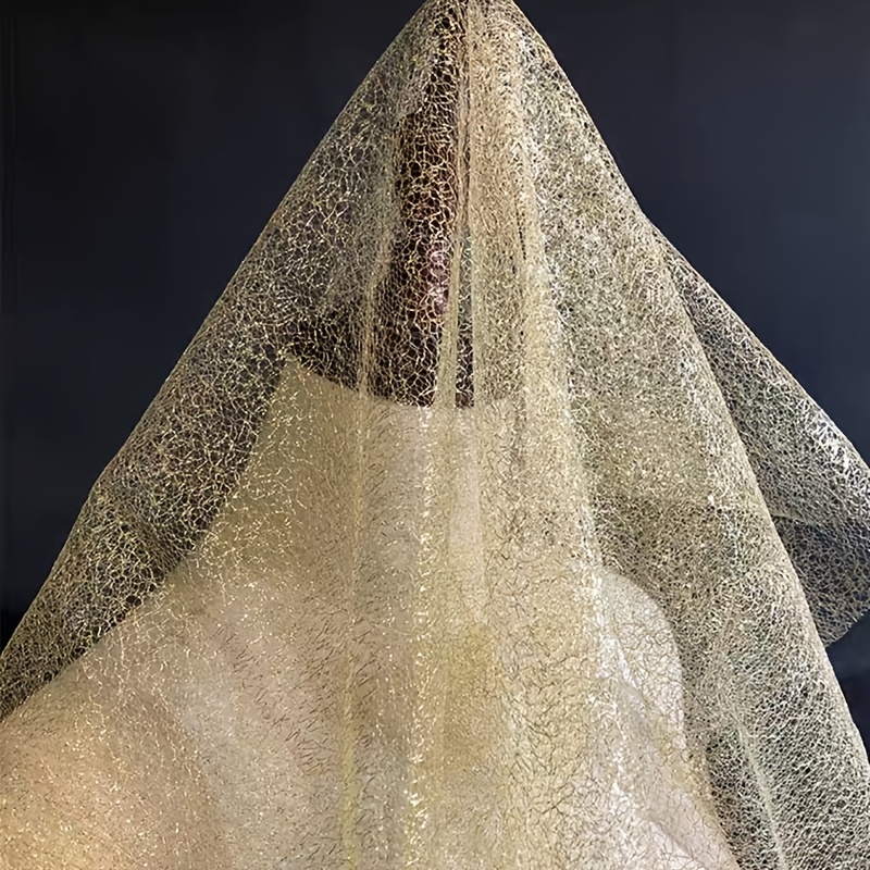 TEMU Golden And Silvery Mesh Fabric, Irregular Openwork Material, Suitable For Lace Decoration On Tablecloths For Dining Tables, Home Decor, And