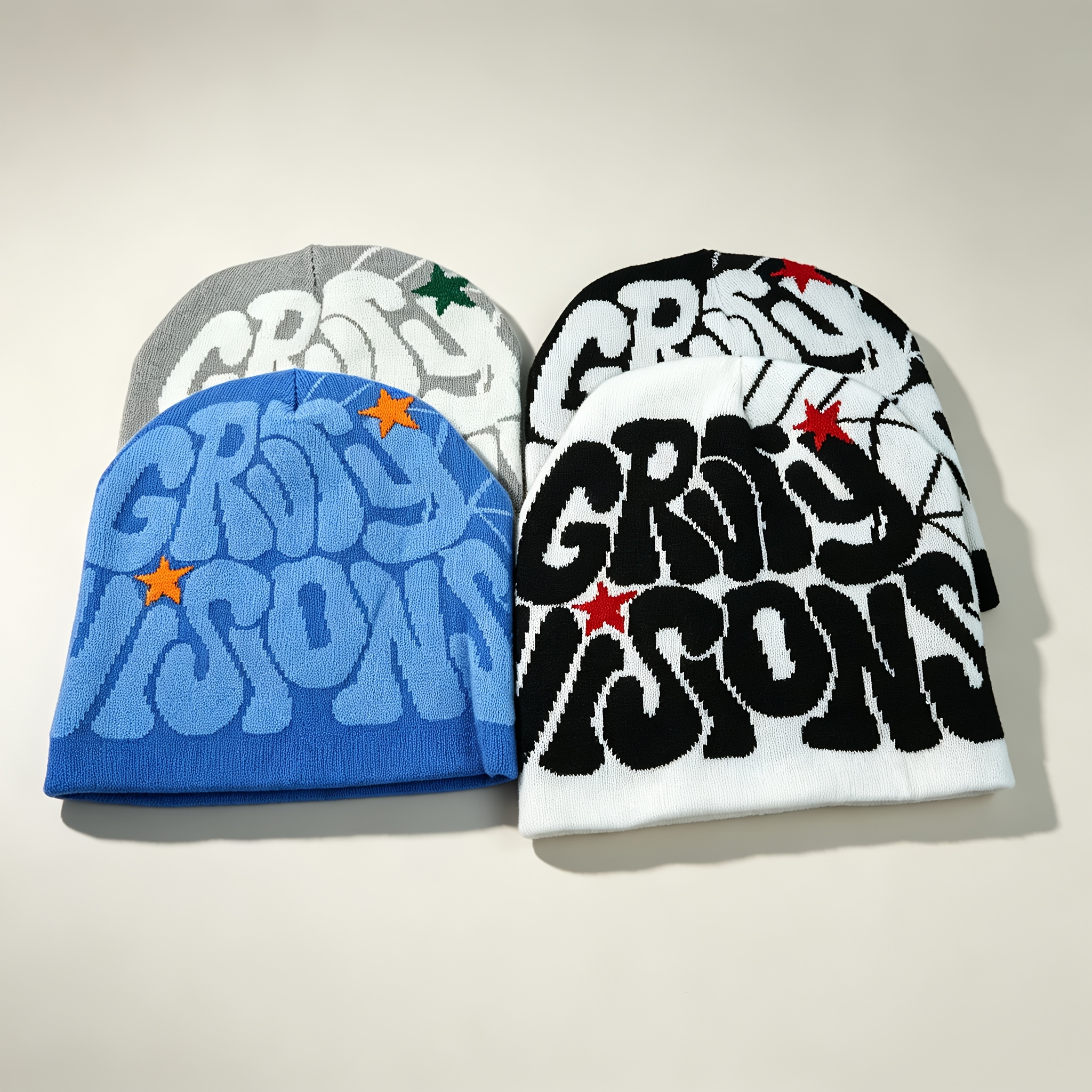 TEMU Juego de 4 gorros estilo Y2K, suaves, de secado rápido, muy absorbentes, cálidos, con estampado gótico de , unisex, 100% tela, gorro de , gorro