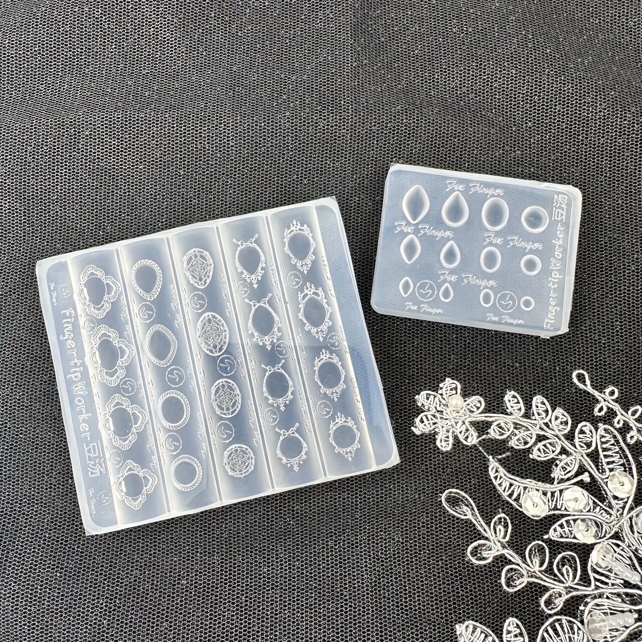 E-shop 2 Stk. Harz-Silikonform, hochtransparente 3D-Nagelkunstform, Barocker Edelstein-Bilderrahmen, Retro geschnitztes, hochtransparentes