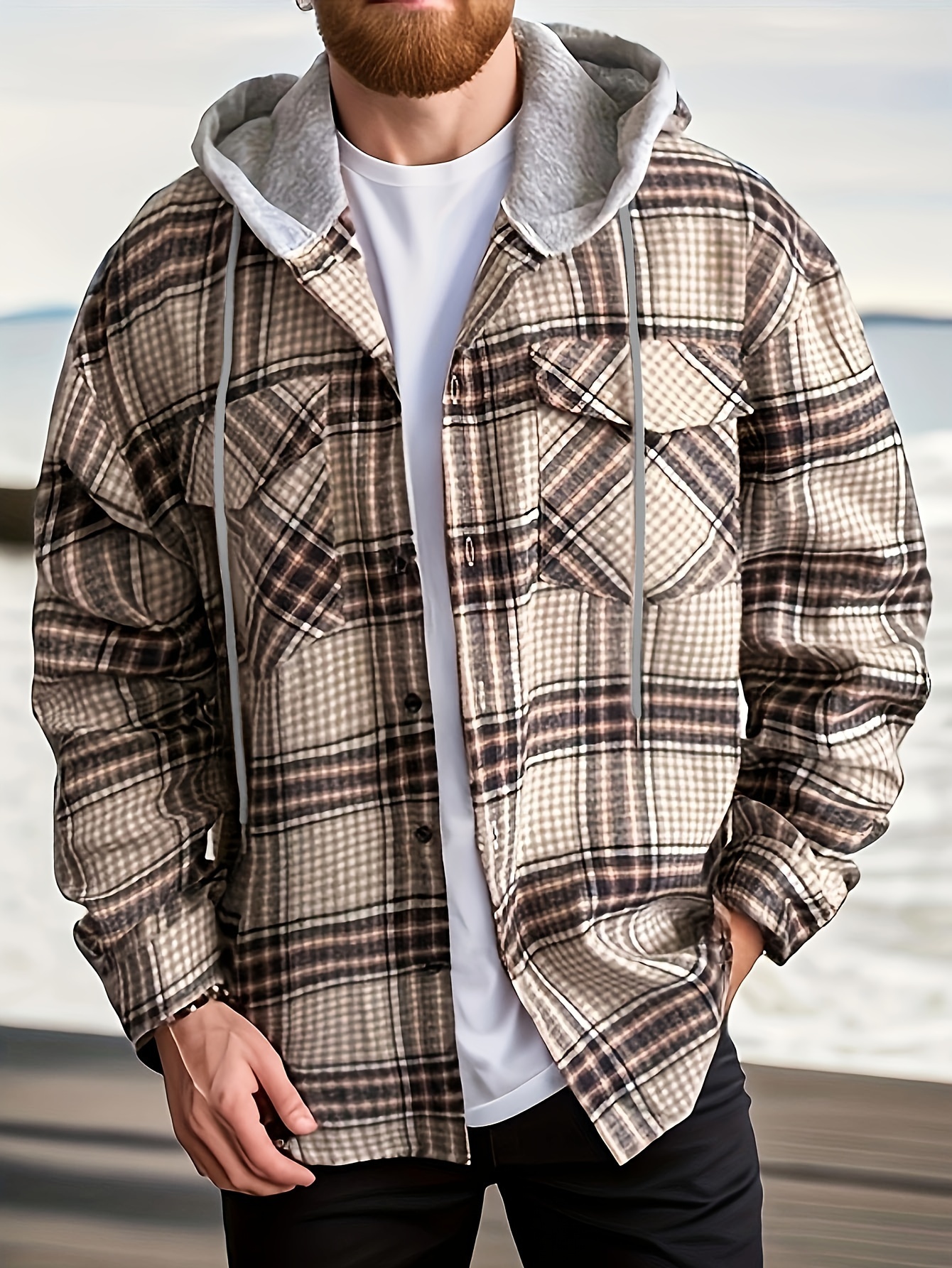 Fleecejacke Herren Karo Jacke Karierte Winterjacke Herren