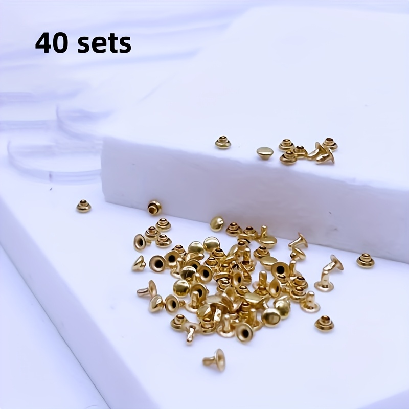 TEMU 40pcs Mini Metal Buckles, Semi-circular Mushroom Rivets, 4mm Diameter, Durable Single-sided Male-female Rivets, Very Suitable For Doll Clothes,