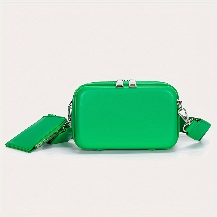 

Green Square Sling Bag With Small Cat Set, Trendy Casual Shoulder Bag For Men's Daily Commute, Ideal Gift For Boyfriend