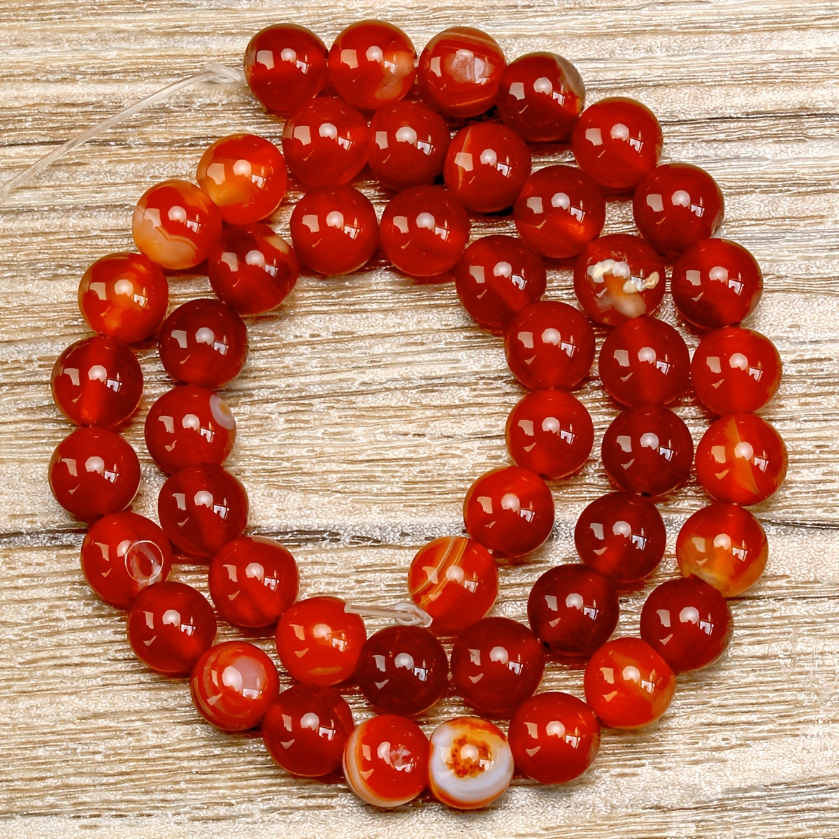 TEMU Perles de carnelien naturelles, perles rondes lustrées, 4 mm (0,16 pouce) - 10 mm (0,4 pouce), pour la fabrication de bijoux, , bracelets et