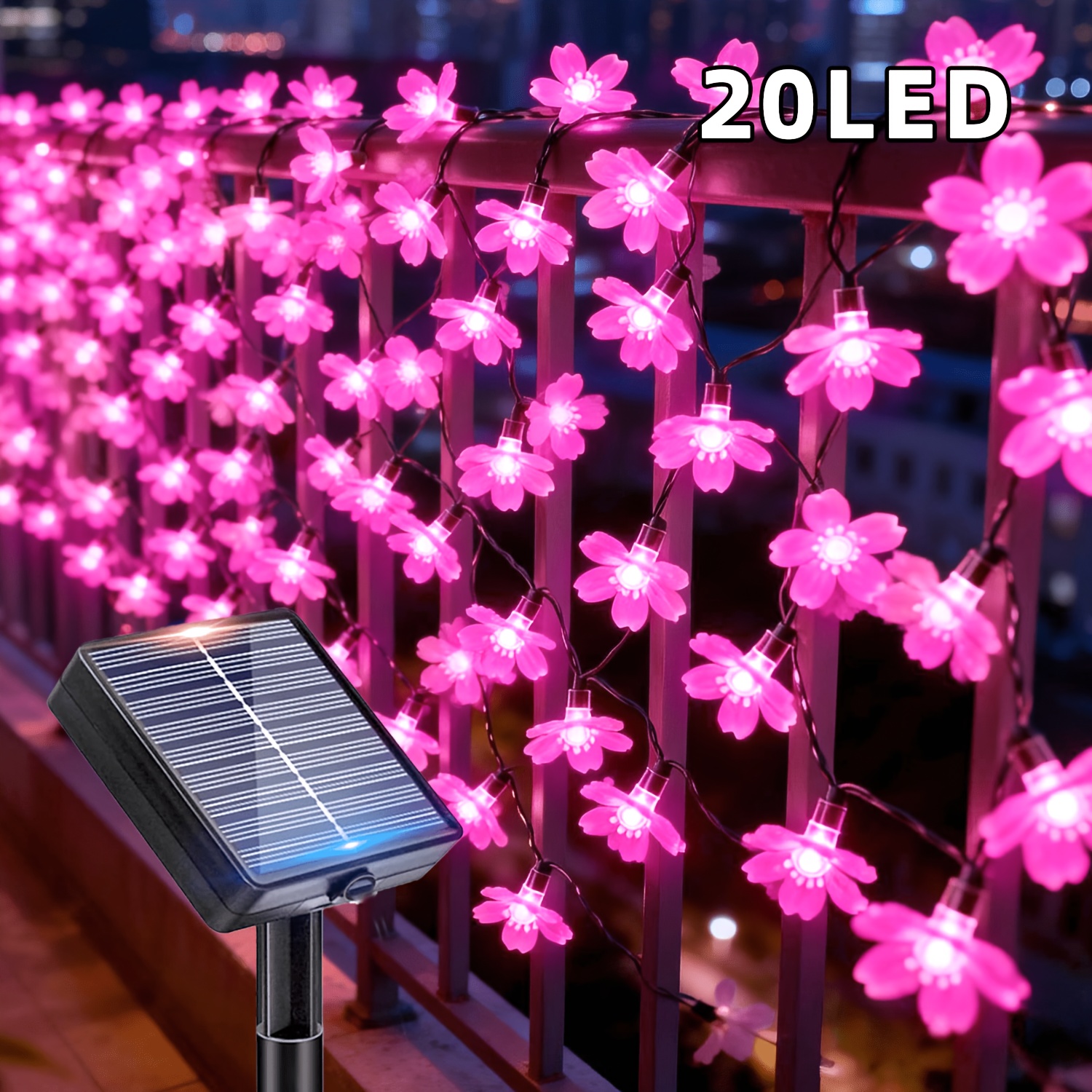 Solar- Cherry Lights Featuring /100 Leds, Equipped With Button Control For 12 Different , Detection, And A Cherry Design, Perfect For Outdoor Spaces Like Gardens, Patios, , , Shrubs