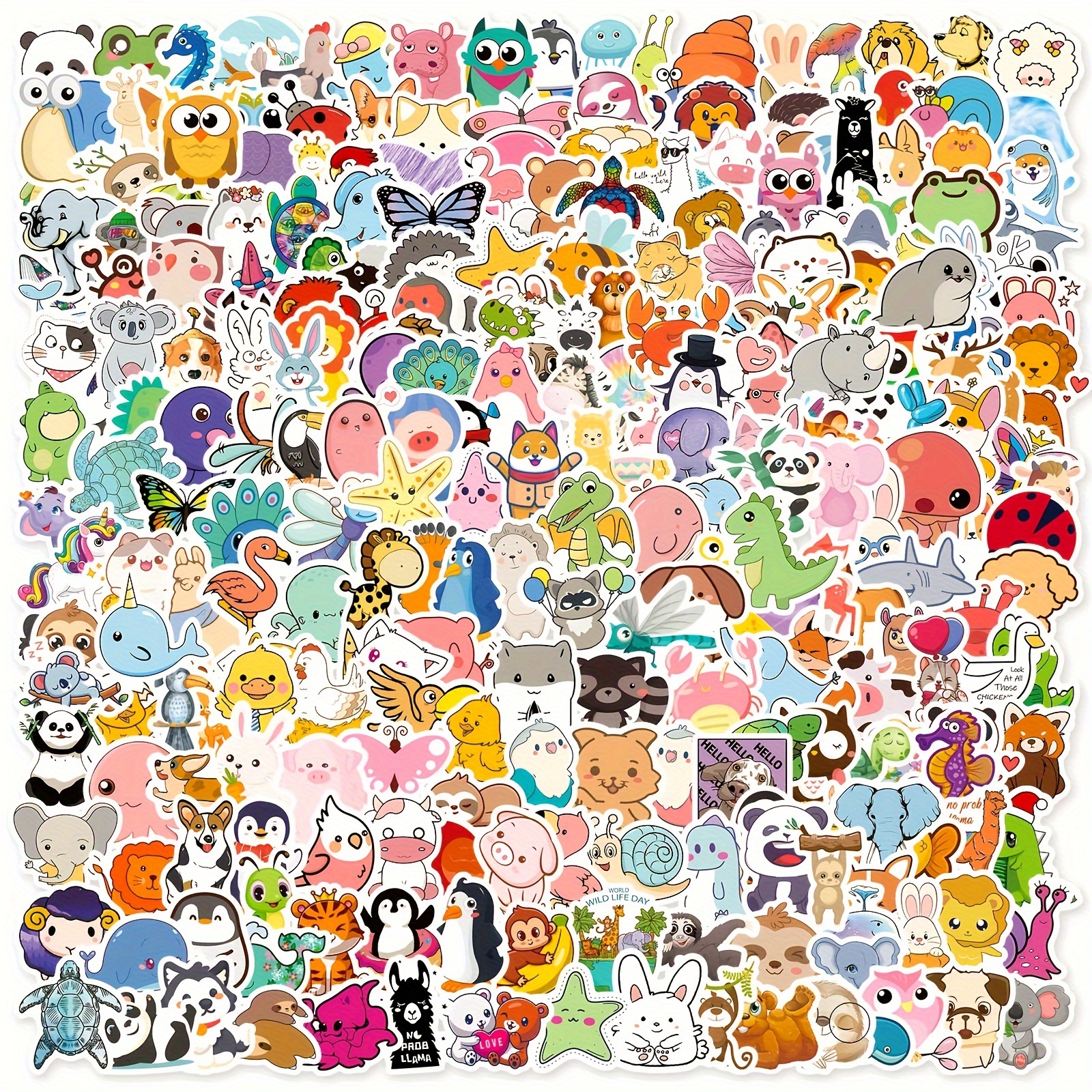 Image of 300pcs Small Size 4cm Stickers, New Small Fresh Graffiti Stickers For Water Bottle, Laptop, Phone, Mixed Animal Stickers