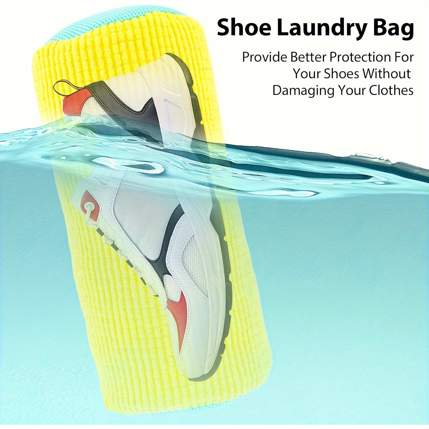 2pcs knit fabric laundry bags for shoes   reusable zippered round cleaning bags for sports shoes home storage and travel use details 2