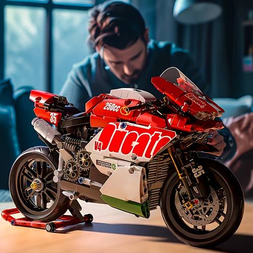 1079pcs large scale 1 8 motorcycle building blocks set white model kit with track challenging diy assembly for s motorbike enthusiast gift collectors display compatible with decor bagged