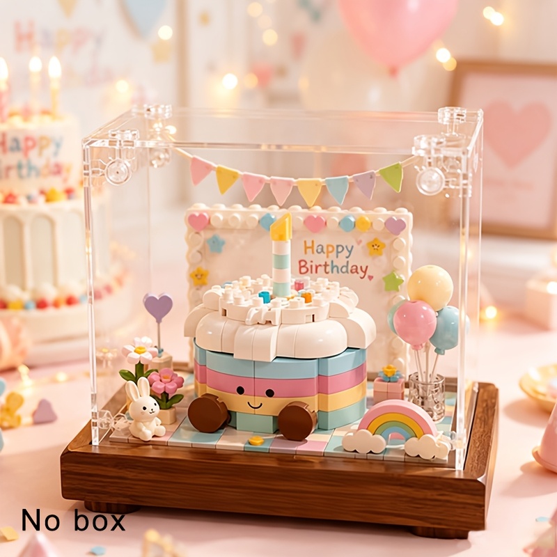 TEMU de construction de gâteau d'anniversaire, jouets assemblés, ornements de gâteau de simulation créatifs, décoration de bureau , cadeaux surprise