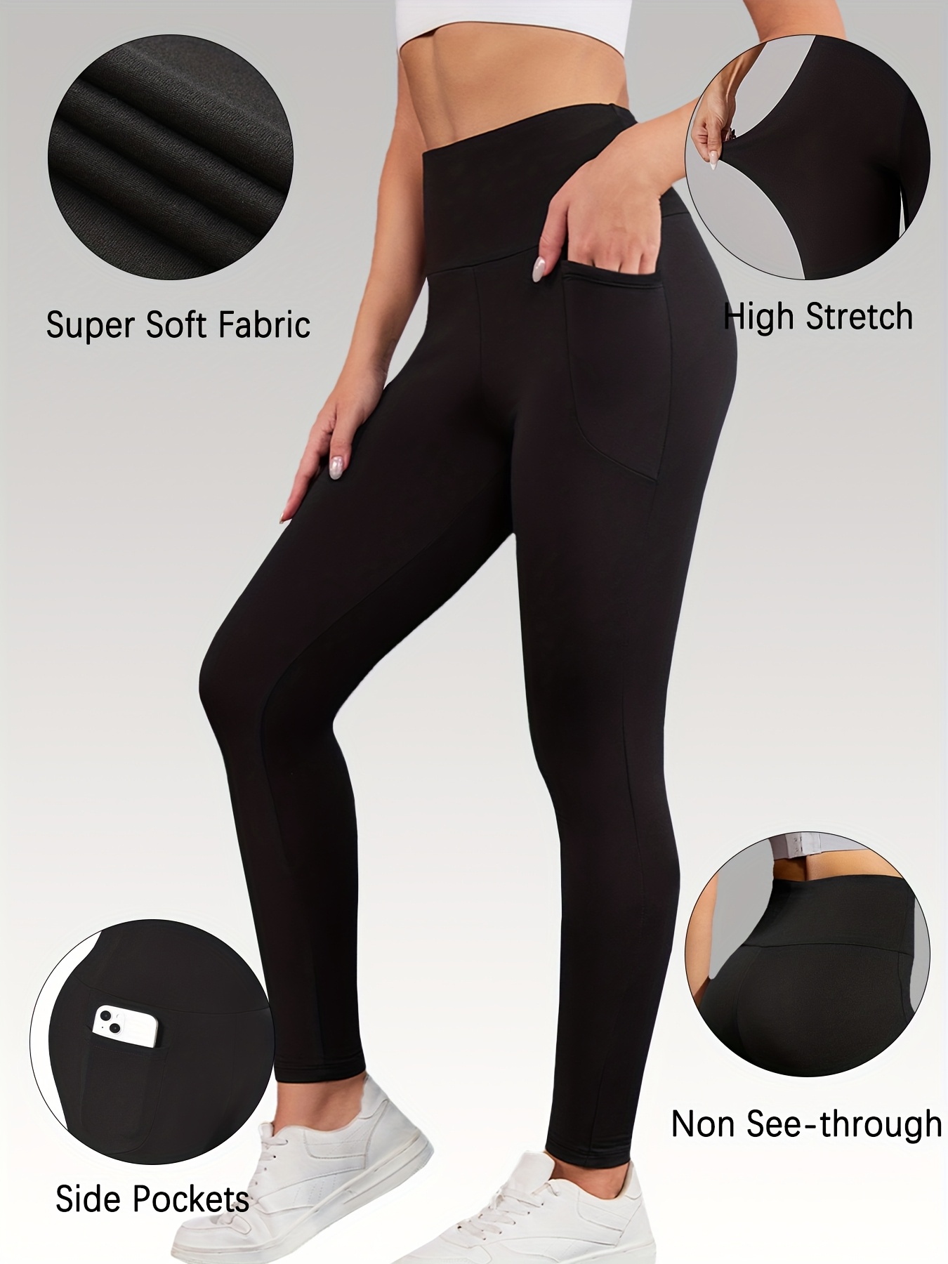 3 Pack Leggings Super Macias com Bolsos para Mulheres 5