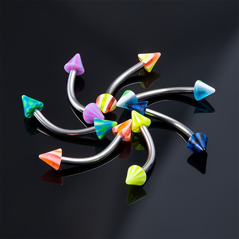 10pcs Acrylic Eyebrow Ring Stud Earrings, Body Jewelry