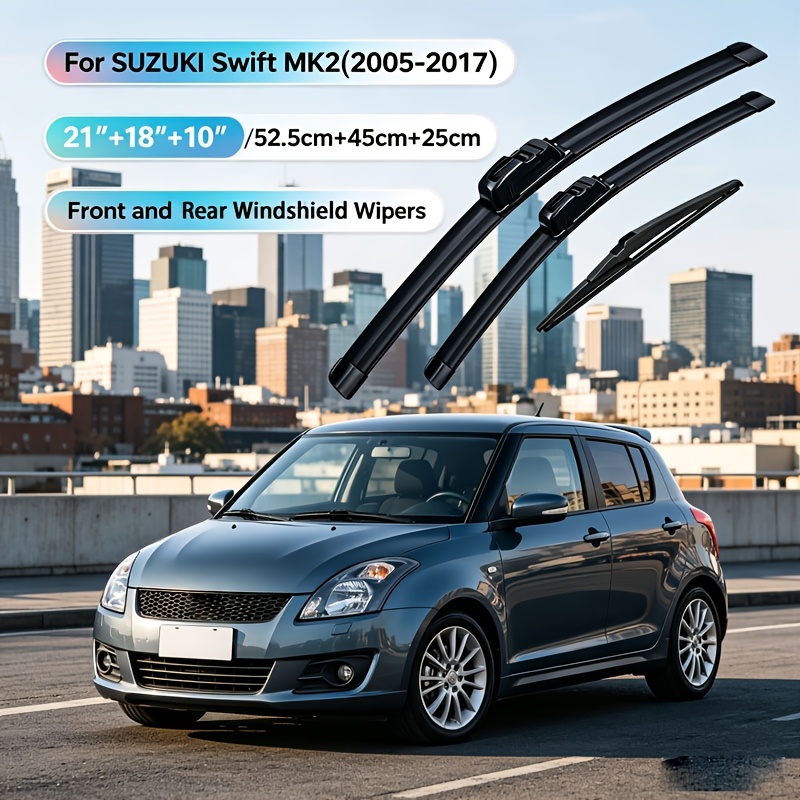 TEMU For Swift Hatchback Mk2 (2005-2017) Car Wiper Blade Stable Durable 3pcs Front And Rear Windshield Wipers Bidirectional Wiper