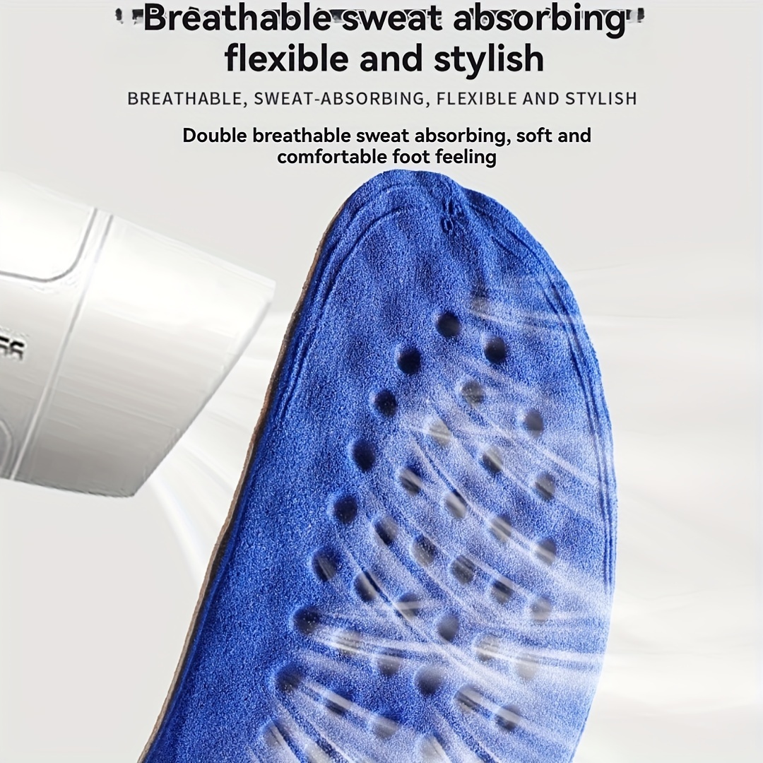 Cowhide Leather Shoe Insoles for Men, Breathable Shock Absorption Comfort Inserts, Two-layer Dual Size Trim-to-Fit Insoles, PU Leather, 1 Pair