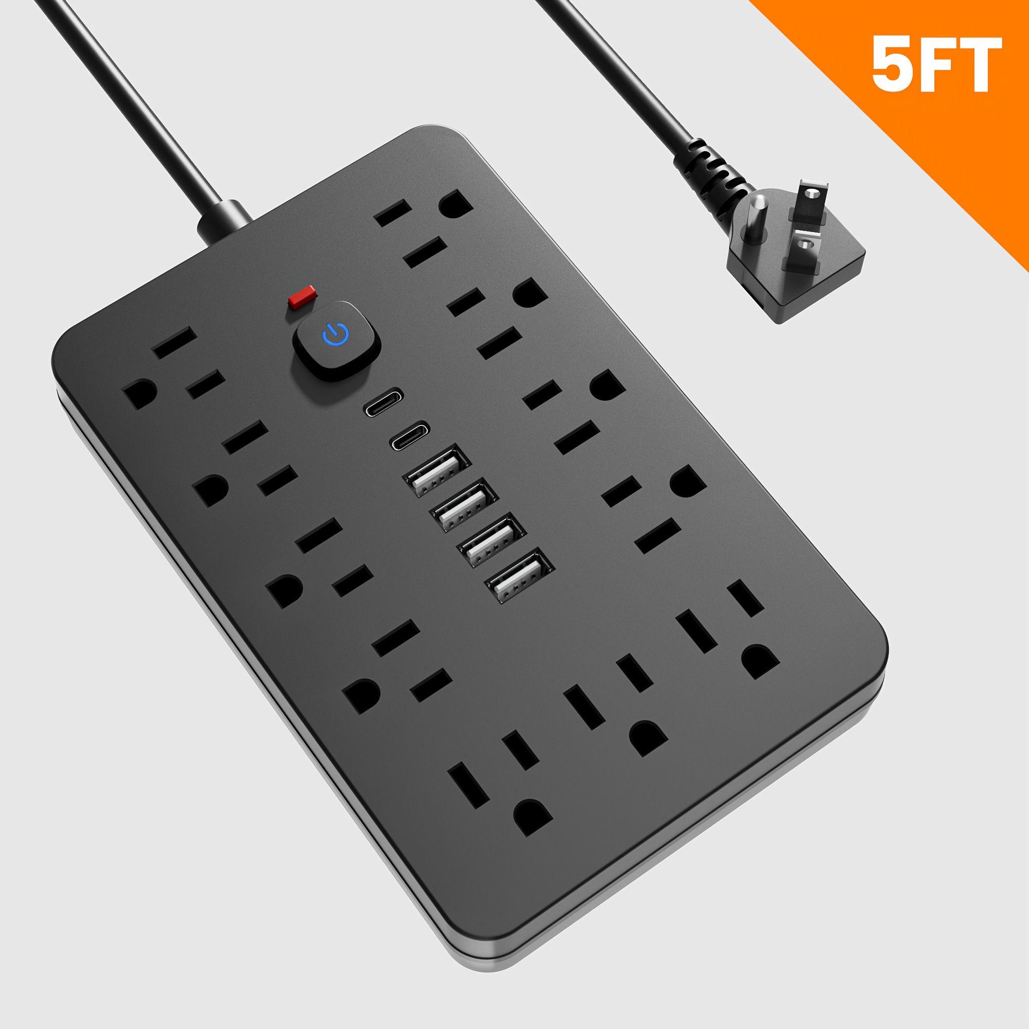 TEMU Power Strip Protector With Usb Ports Extension Cord With Multiple Outlets Usb Wall Plug, Multi Plug Outlet Extension Cord With Usb Ports Power