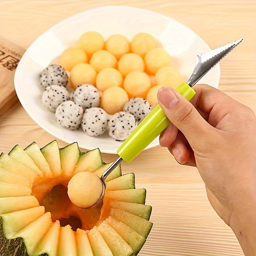 

Stainless Steel Melon Set - Dual Head Fruit Carving Knife And For Watermelon, , - Kitchen Gadget For Fruit Platter Decoration