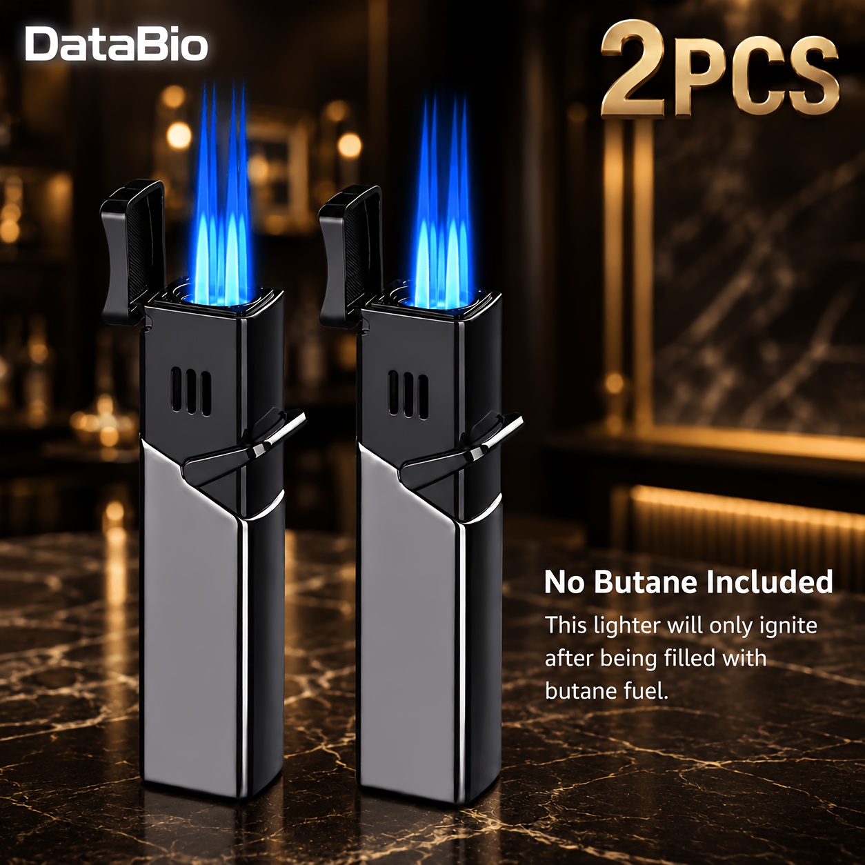 TEMU (no Butane)2 Pack Direct Blow Flame Inflatable Lighter, Adjustable Windproof Lighter With Gas Chamber For Camping, Outdoor, Collections, Gifts,