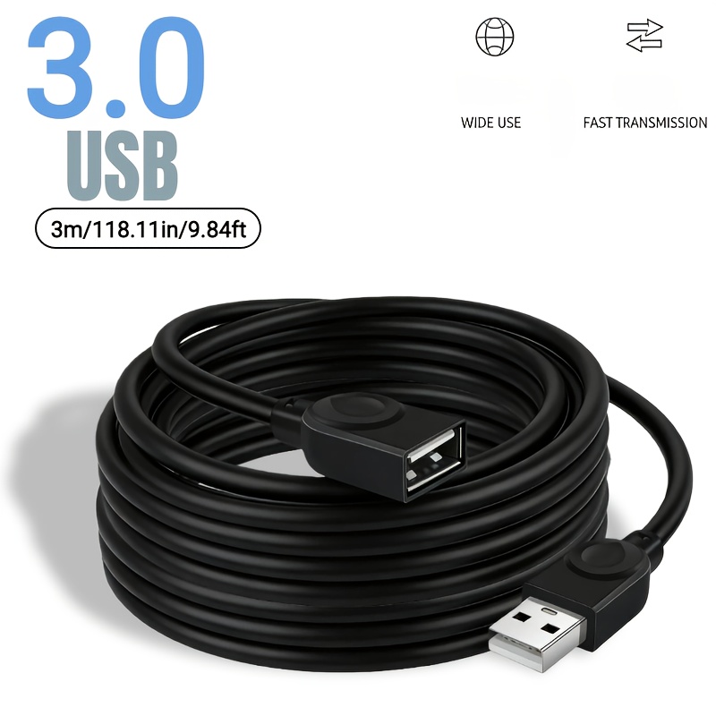 usb 3 0 extension cable male to female 5  data transfer suitable for tvs keyboards mice gaming consoles   flash drives printers cameras rubber round shape 5w power output