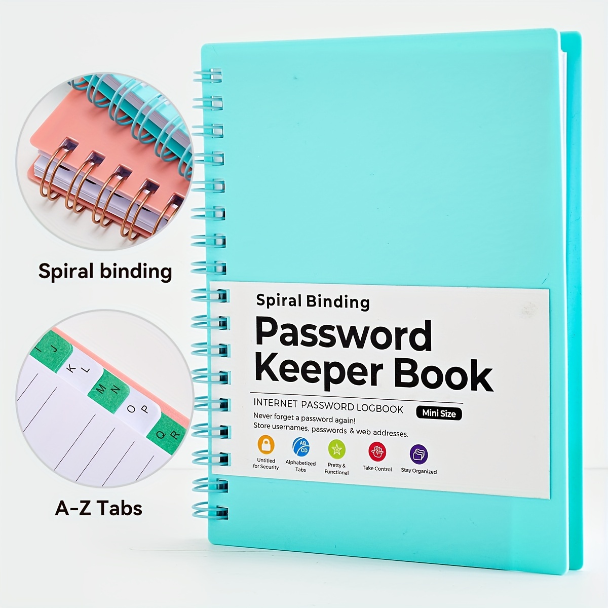 

Mini Spiral Book, & Organized With A-z Tabs, Ideal For Internet And Computer Login Management, Password Notebook.