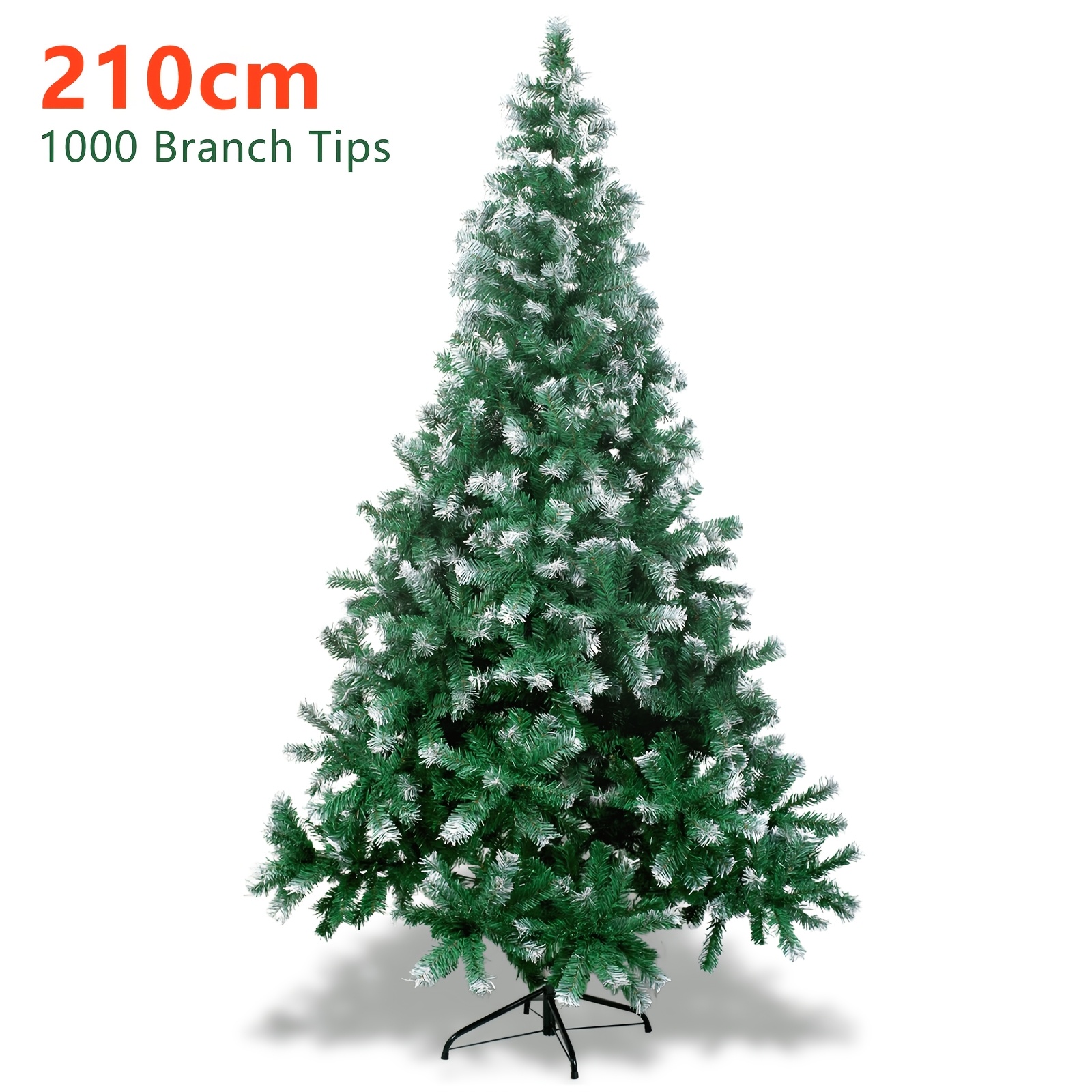 Image of 210cm Artificial Christmas Tree With 1000 Pvc Tips & Metal Stand, Artificial Tree Festive Christmas Decoration, Seasonal Holiday Decor Artificial Tree For Garden, Porch, Patio & Balcony, 210/180cm
