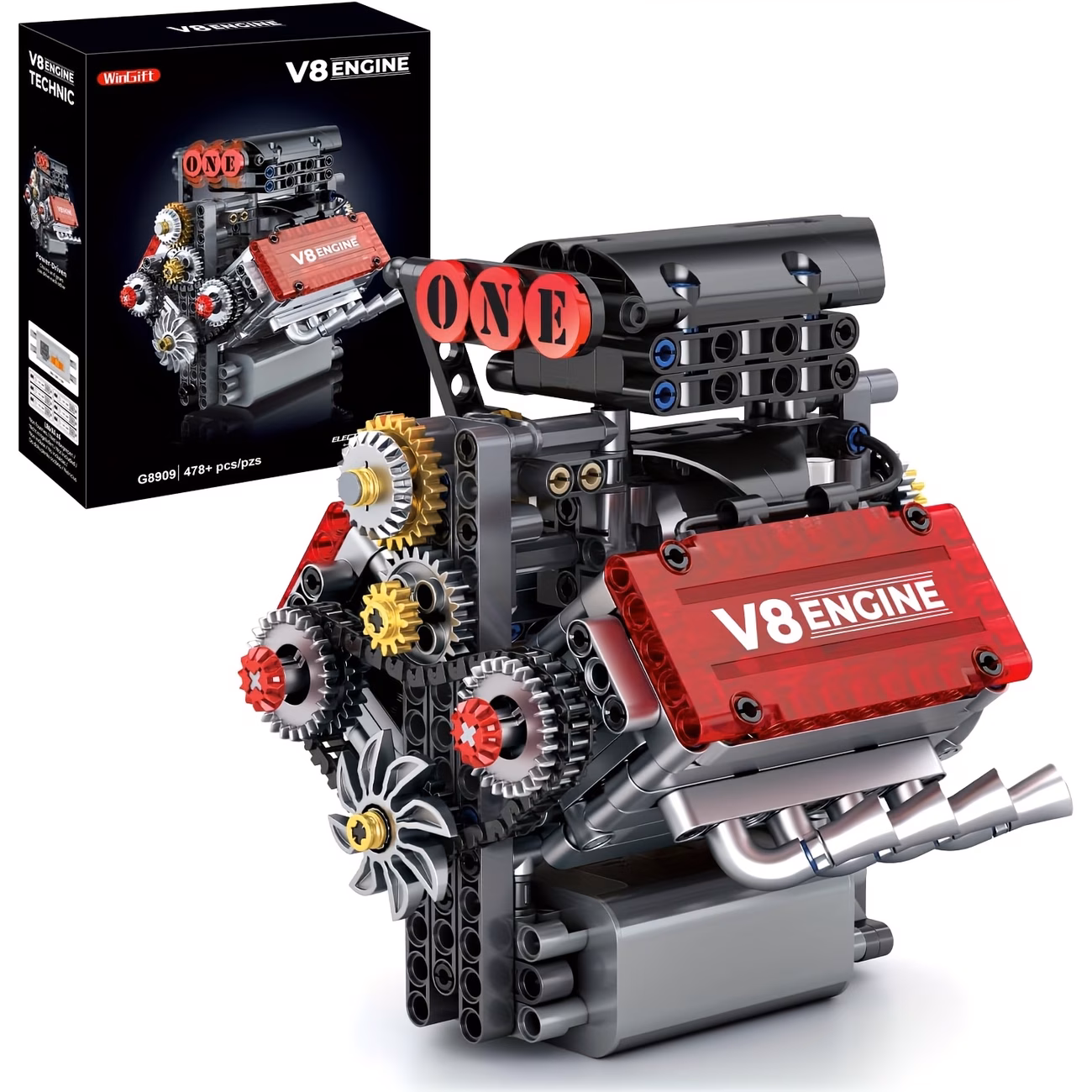 building kit a working model kit build your own 8 model engine kit with motor 8 cylinder car engine building engineering toy suitable for children and adults 478pcs Product details 1