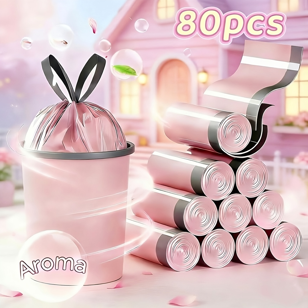 80   pink scented drawstring garbage bags thickened durable puncture resistant suitable for  