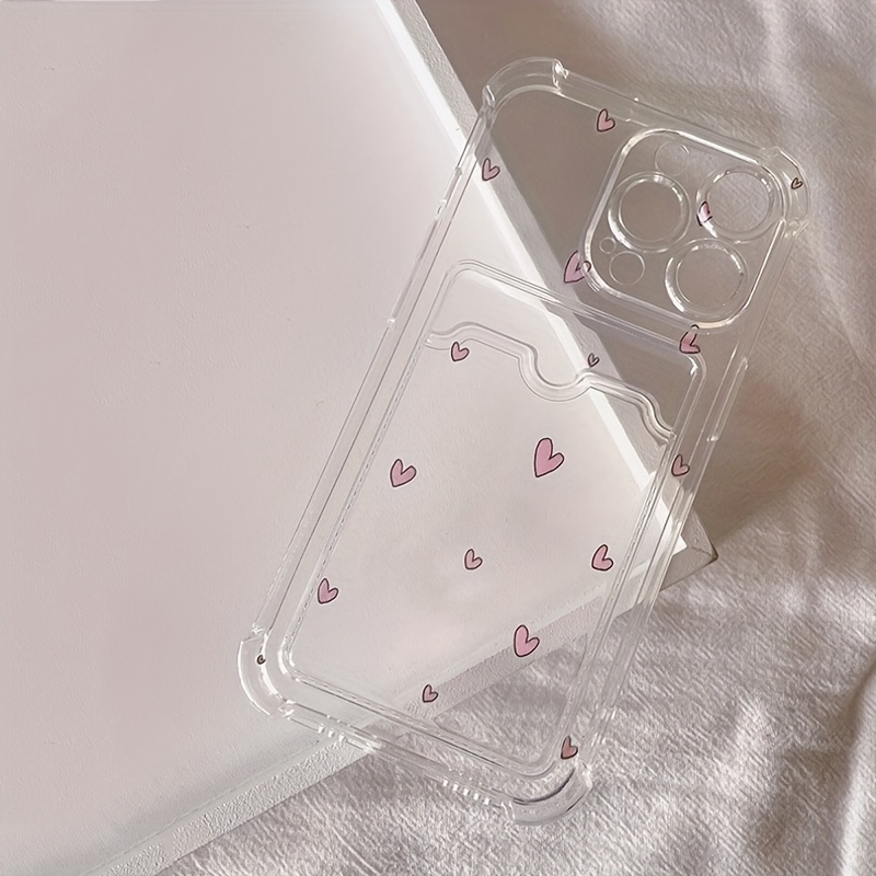 TEMU Suitable For Mobile Phone Case Card Holder Anti-fall Full Screen Pink Small Love