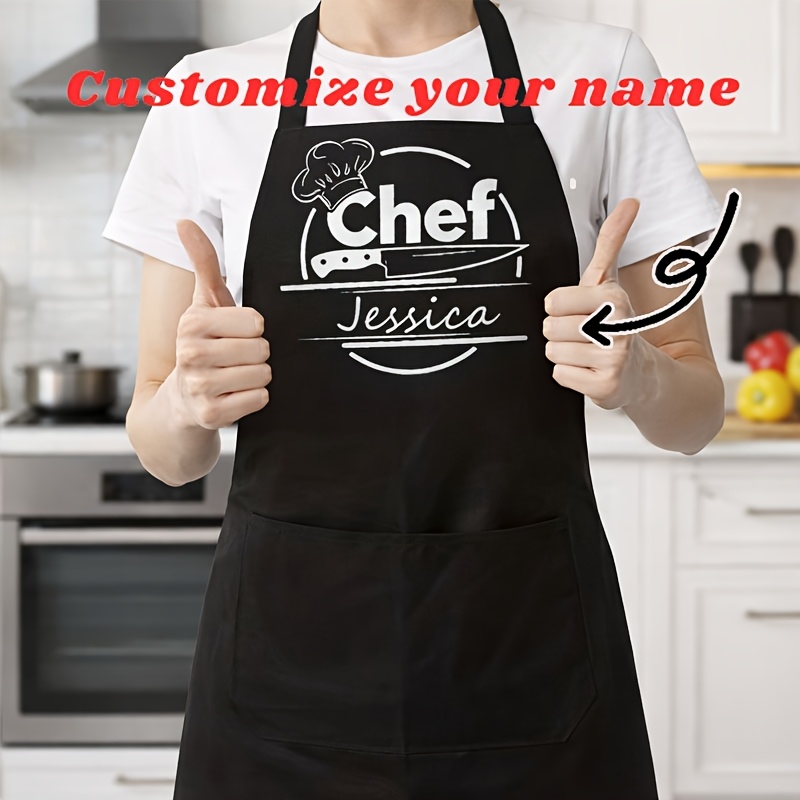 TEMU Customized Apron, Customized Name Chef Cooking Kitchen Apron, Personalized Kitchen Apron, Customized Picture Name Apron, Suitable For Mothers,
