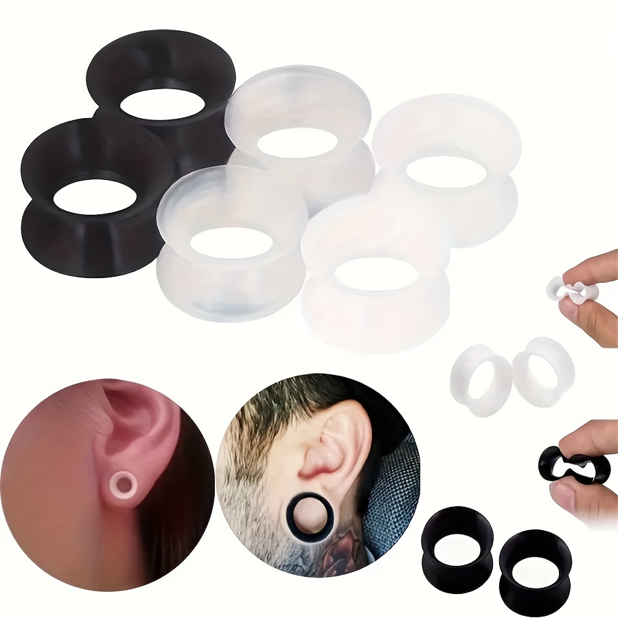 TEMU Lot de 6 Dilatateurs d'Oreilles en Silicone Double Flare, Bijoux de Piercing Corporel Style Bohémien pour Femmes et Hommes, Cadeau Idéal pour