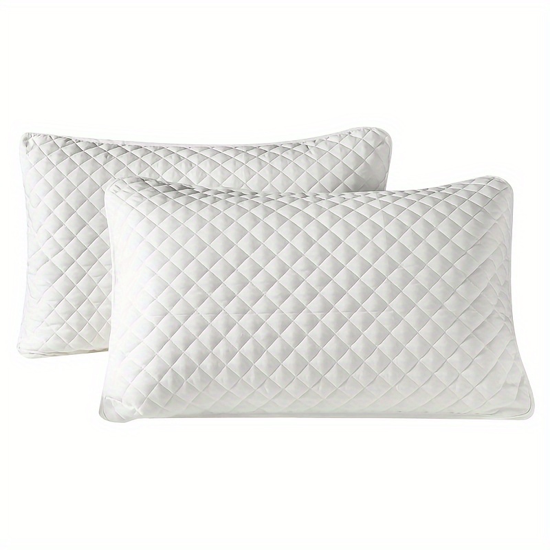 2pcs Pillowcases (No Pillow Core) Spring Summer Plaid Solid Color Quilted Three-Layer Sandwich Hotel Pillow Protective Cover Household Adult Breathable Thick Pillowcase, Double Pack Without Pillow Core