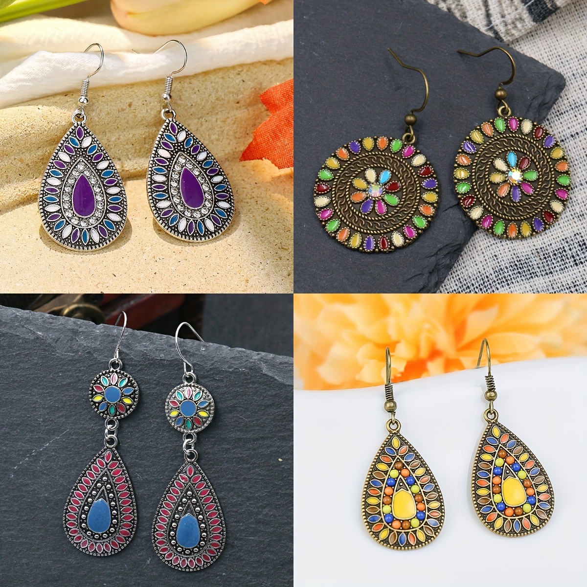 12 pieces boho earrings colorful   earrings women   tassel earrings jewelry details 2