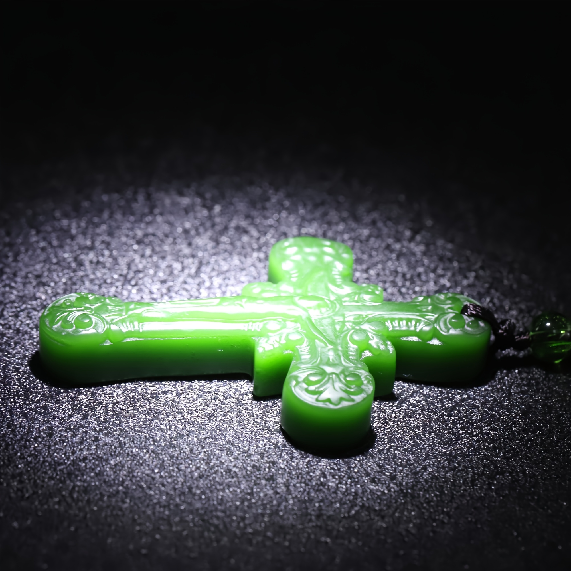 Green Stone Cross Pendant for Men