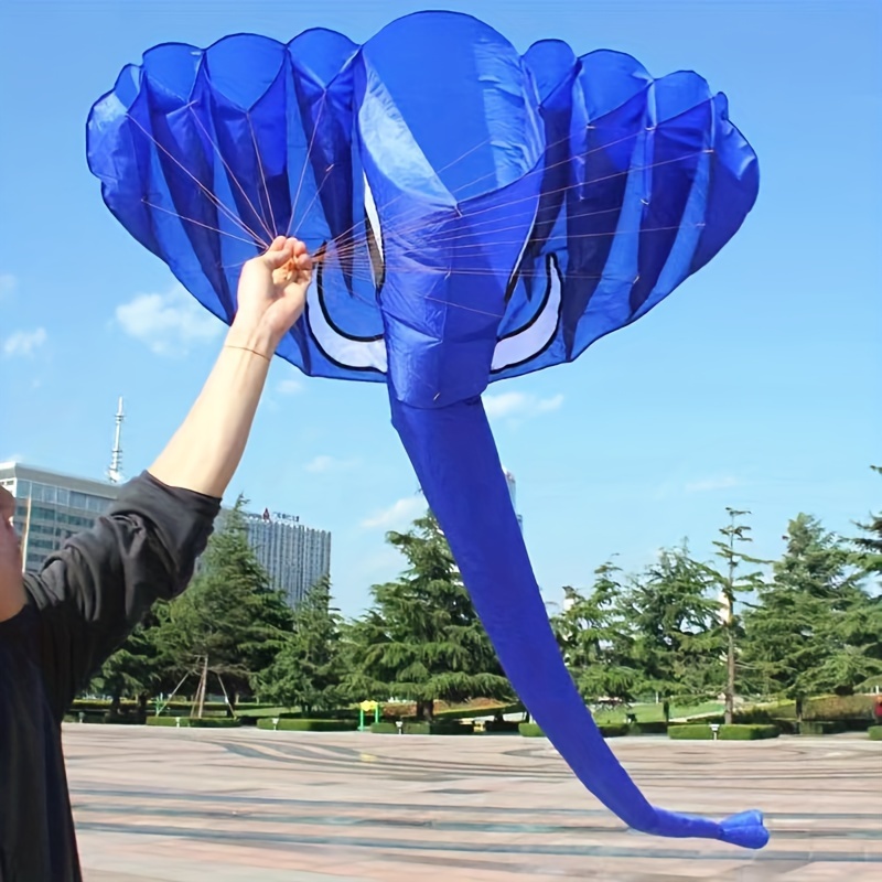 3D Kite Huge Frameless Soft Parafoil Giant Dark Blue Dolphin Breeze