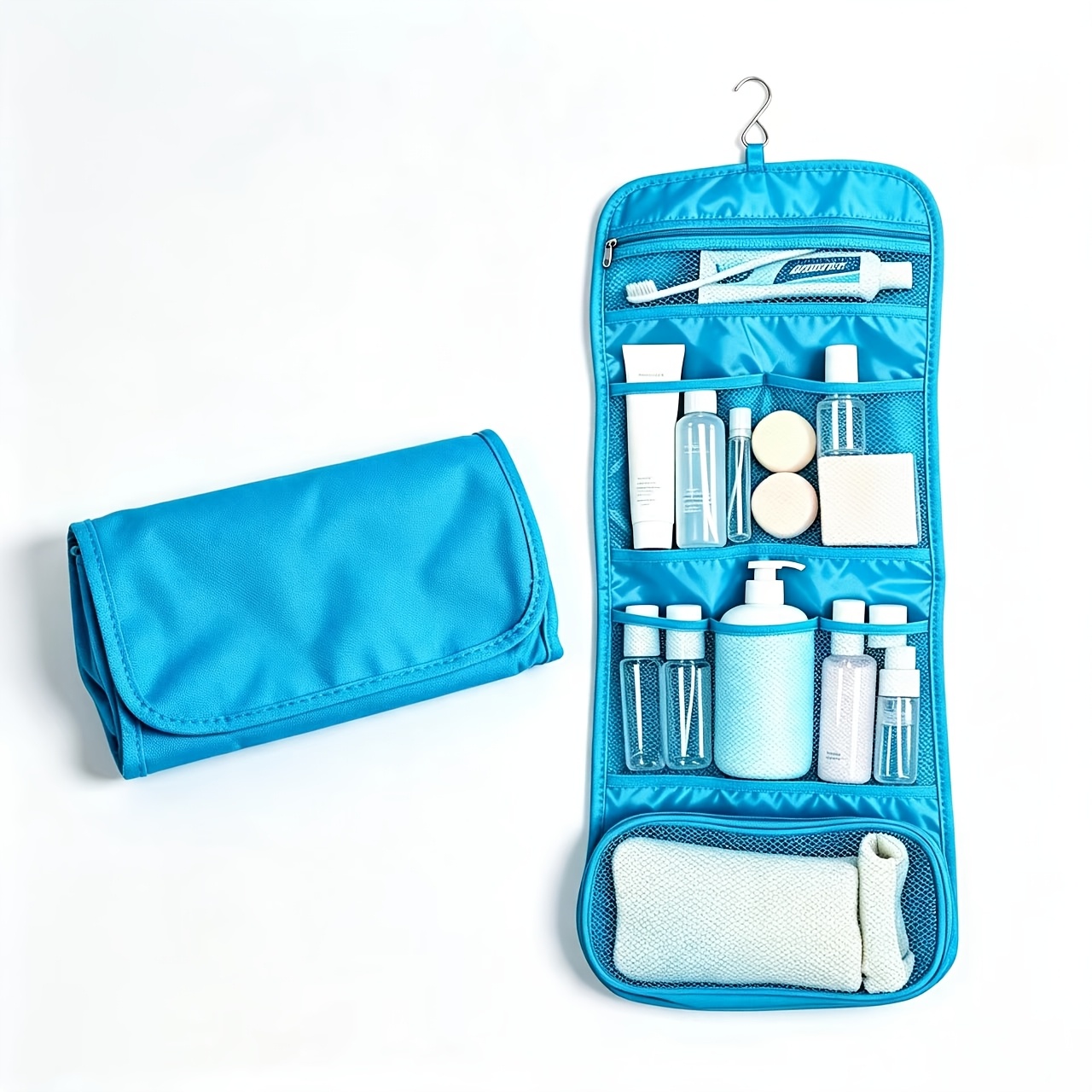 TEMU Borsa da toilette da viaggio da appendere, organizzatore per trucco pieghevole a grande capacit�, pochette da toilette portatile per viaggi di