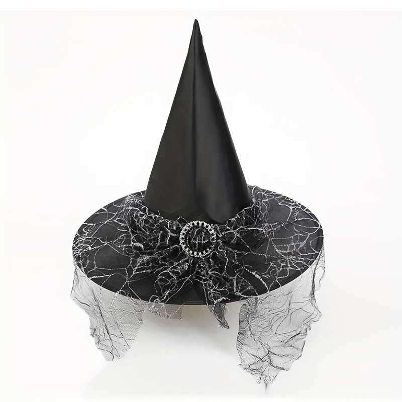 TEMU Cappello da Strega in Pizzo per Feste di Halloween, Cappello da Strega in Tessuto Oxford , Cappello da Strega COS, Cappello da per Feste Zombie,