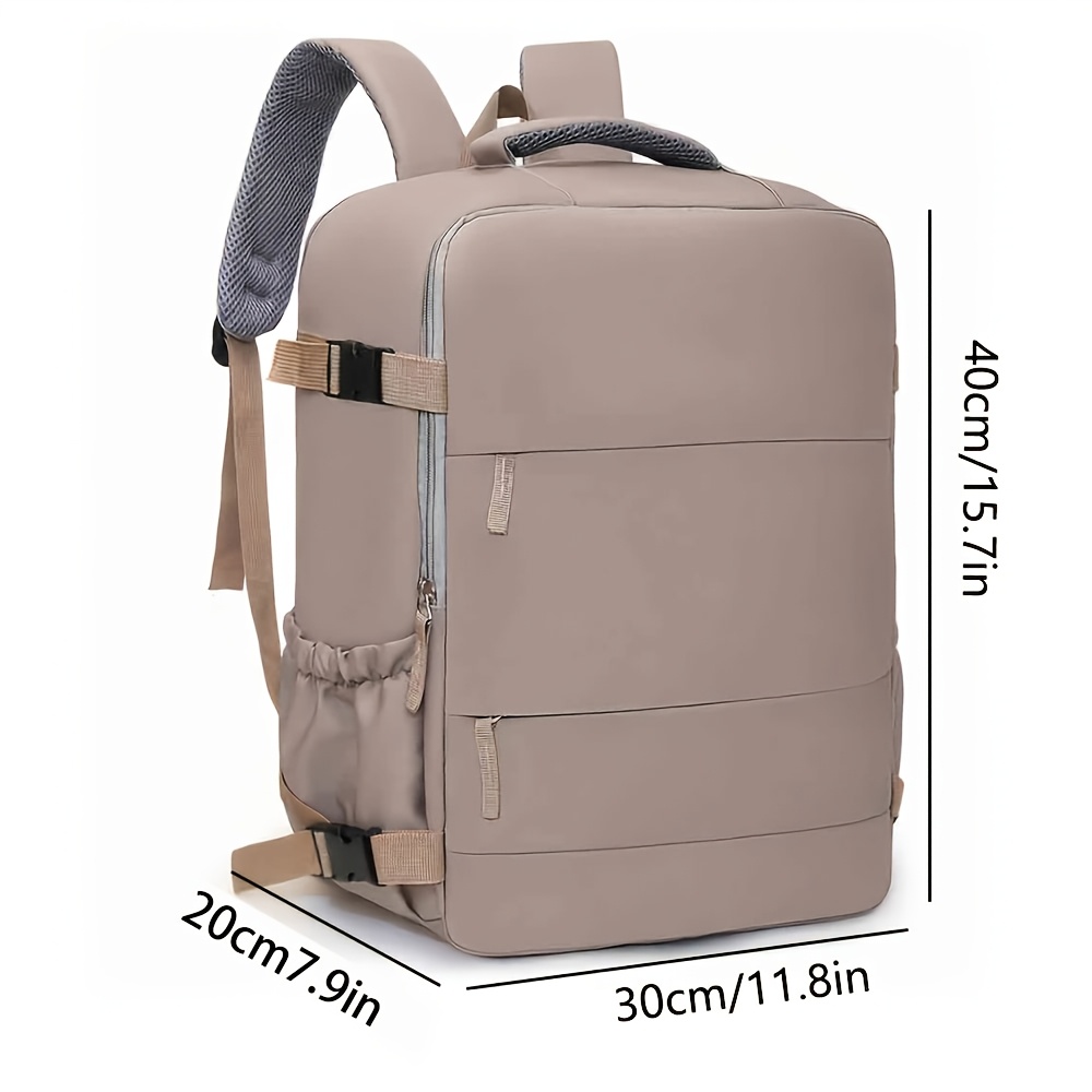 TEMU Business Travel Boarding Backpack For Men, Cabin Luggage Carry-on Bag, Solid Color Casual Large-capacity Travel Backpack, Men's Commuter Laptop