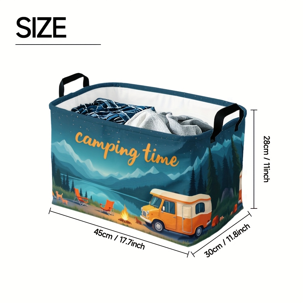 E-shop 1 Stück faltbarer Aufbewahrungskorb - Großes Fassungsvermögen Camping-Organizer mit stabilen Griffen, langlebiger Polyester-Kollektionsbox für