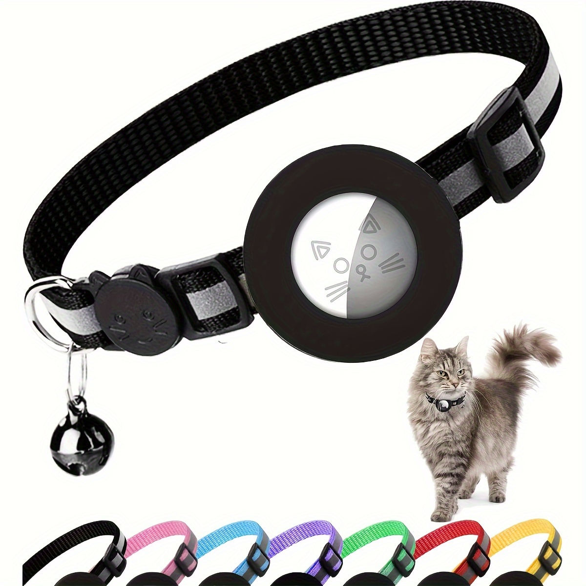 

Cat Collar For Airtag, Reflective Collars With Holder And Bell For Kittens