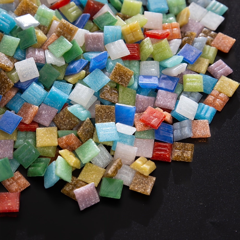 TEMU 600pcs 0.393 X 0.393 Inch (10 X 10mm), Hot Melt Glass Mosaic Crystal Glass, Artwork Handmade Diy Material, Sequin Glass Decorative, A Creative