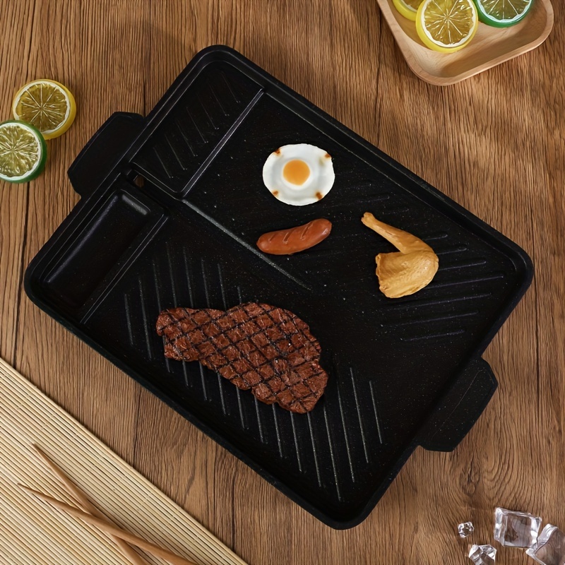 

1pc Bbq Pan, Barbecue Stove Pan, Grill Steak Plate, Household Non-stick Smokeless Bbq Pan, Grill Steak Teppanyaki Plate, Barbecue Utensils, Barbecue Tools, Kitchen Accessories