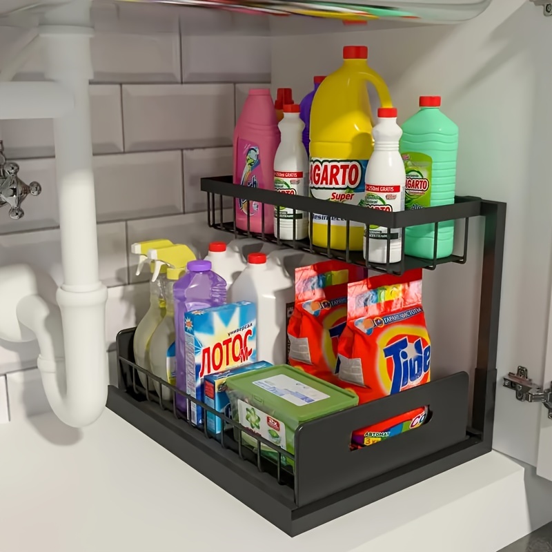 E-shop Unterschrank-Organizer, ausziehbarer 2-stufiger Schrank-Organizer, ausziehbares Spülbeckenregal, Schrank-Aufbewahrungsregale,