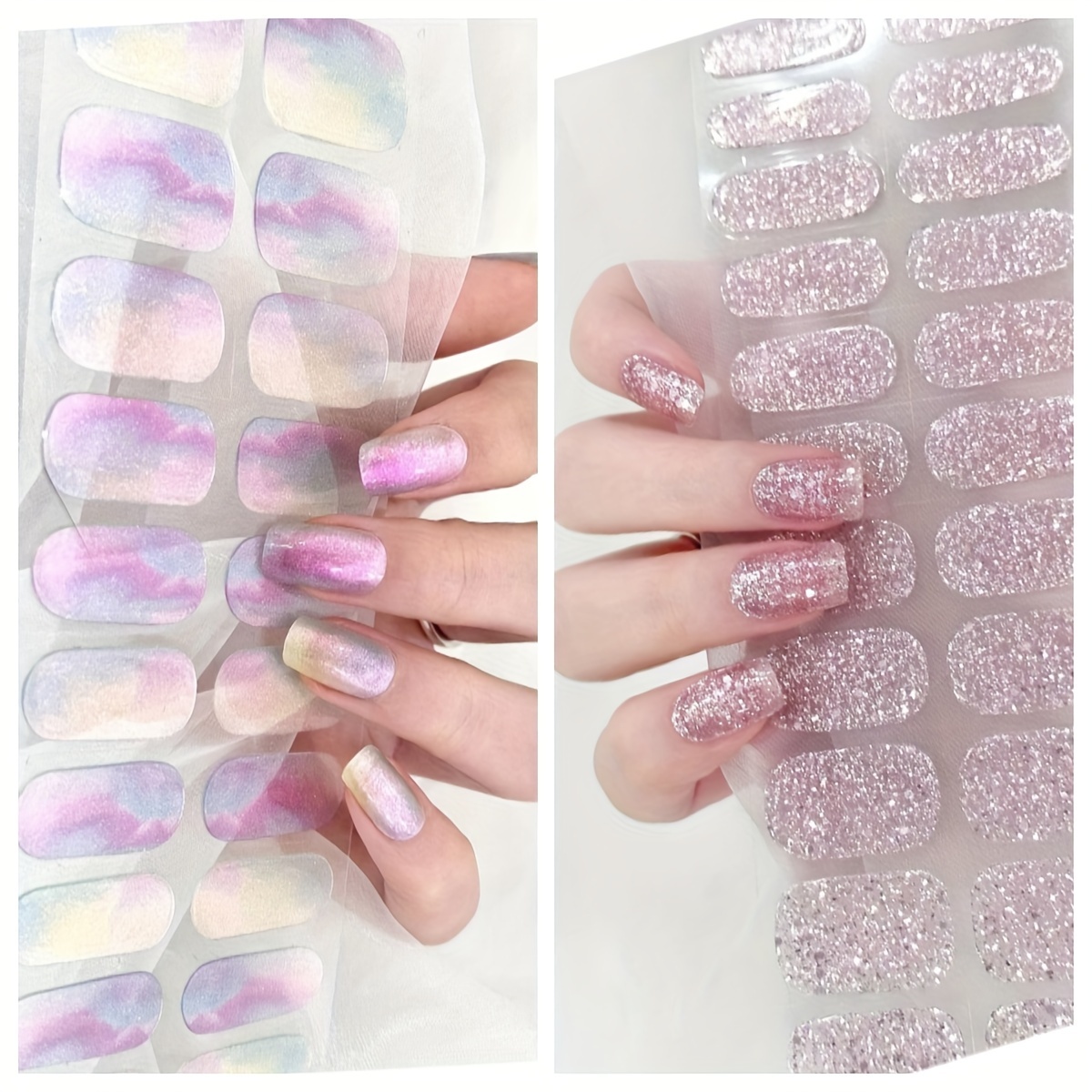 

Semi Cured Gel Nail Wraps, Glitter Semi-cured Gel Nail Strips-works With Any Nail Lamps, Salon-quality,long Lasting,easy To Apply & Remove