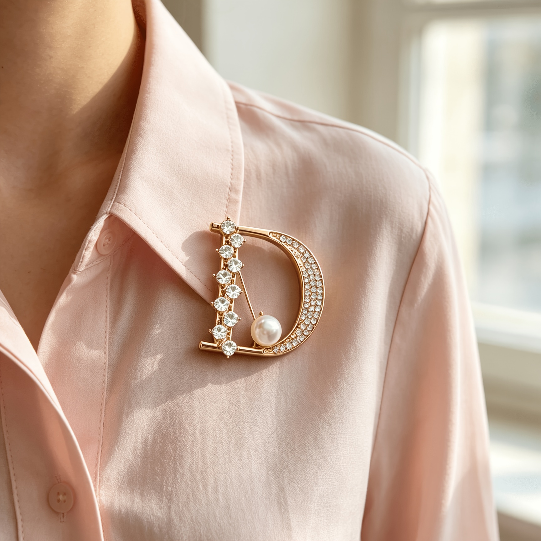 Retro Golden Letter 'D' Brooch, Elegant Coat Pin