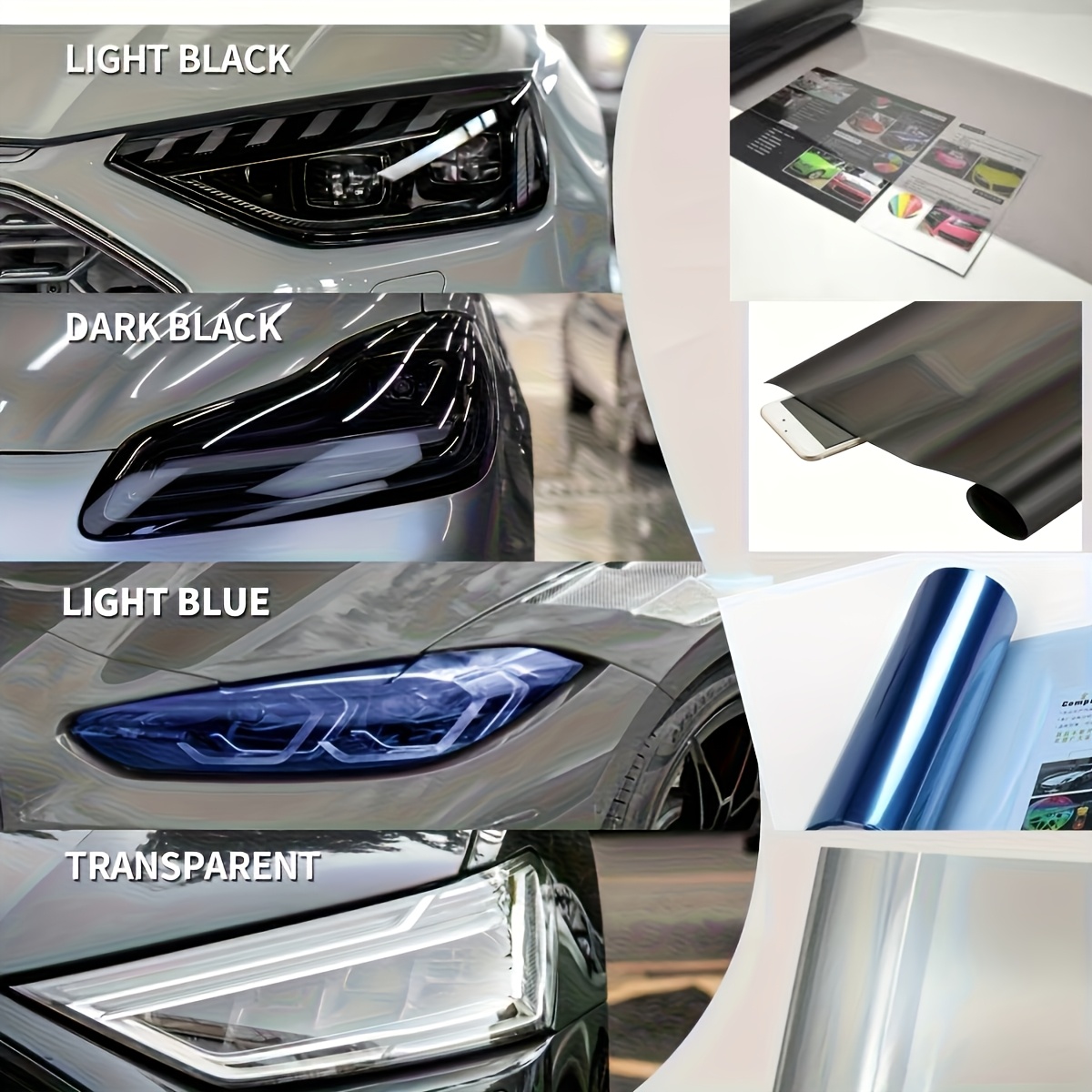 película   para faros de coche, cubierta adhesiva, película para coche negra   para motocicleta