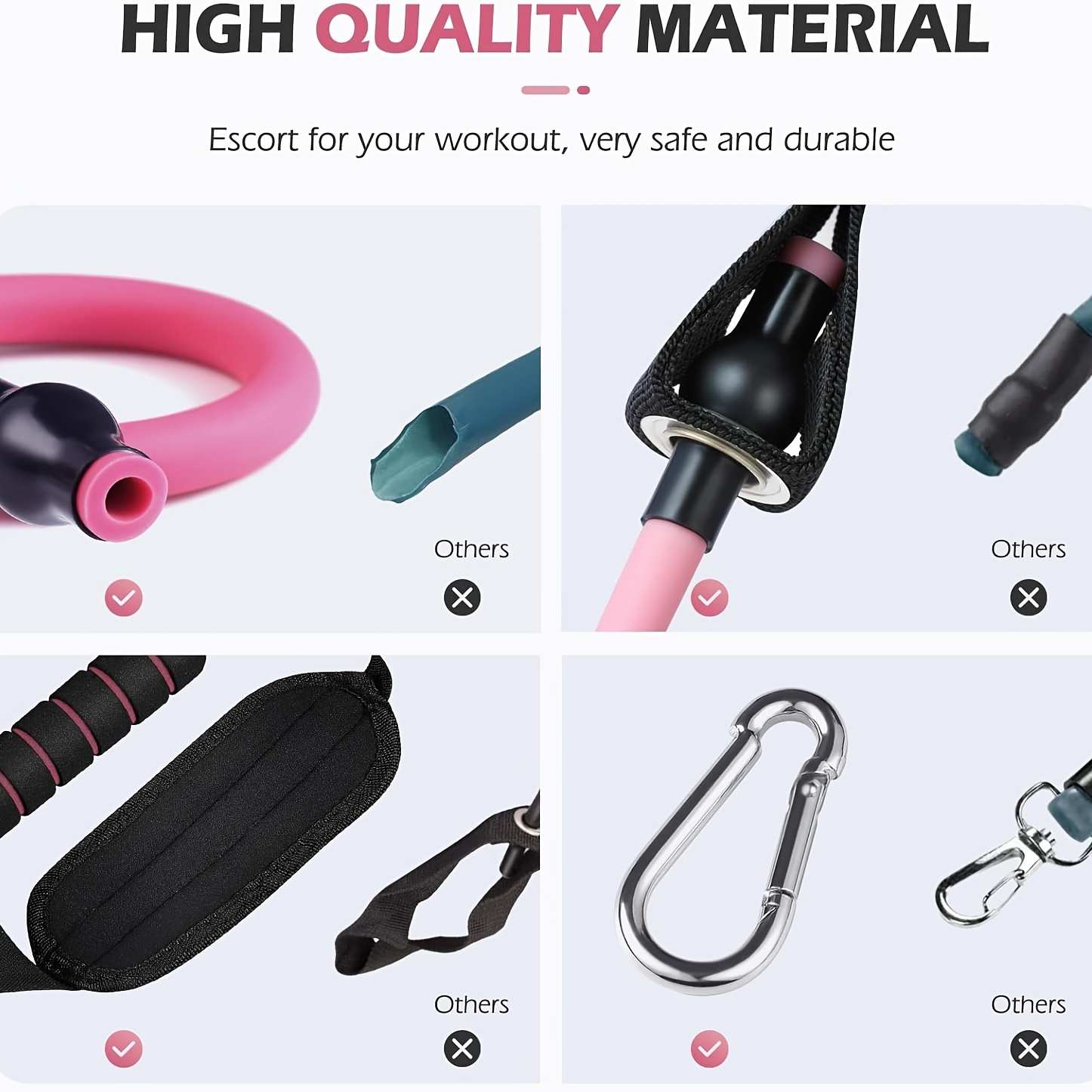 YOKIVE Widerstandsbänder Set - 12 Stück, Mittlere Stärke Für Beine & Po (Rosa)