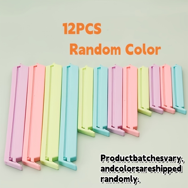 12pcs Plastic Food Bag Sealing Clips Random Color Reusable Airtight Dustproof Kitchen Storage Organizer Set