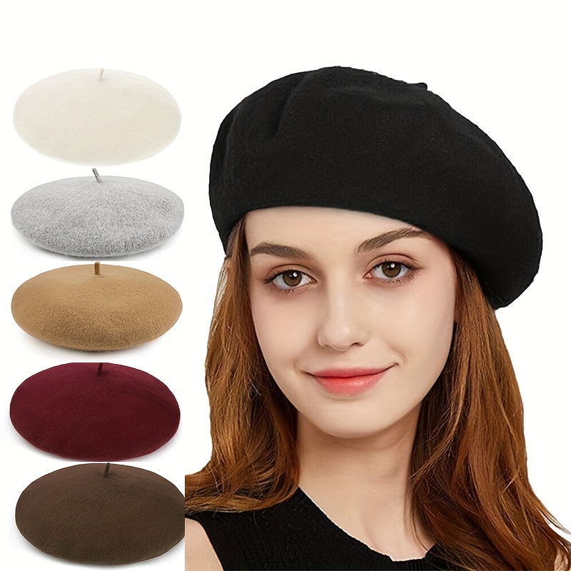 

Chic Vintage-inspired Beret For Women - Breathable, Stretchy Polyester Knit, Autumn &