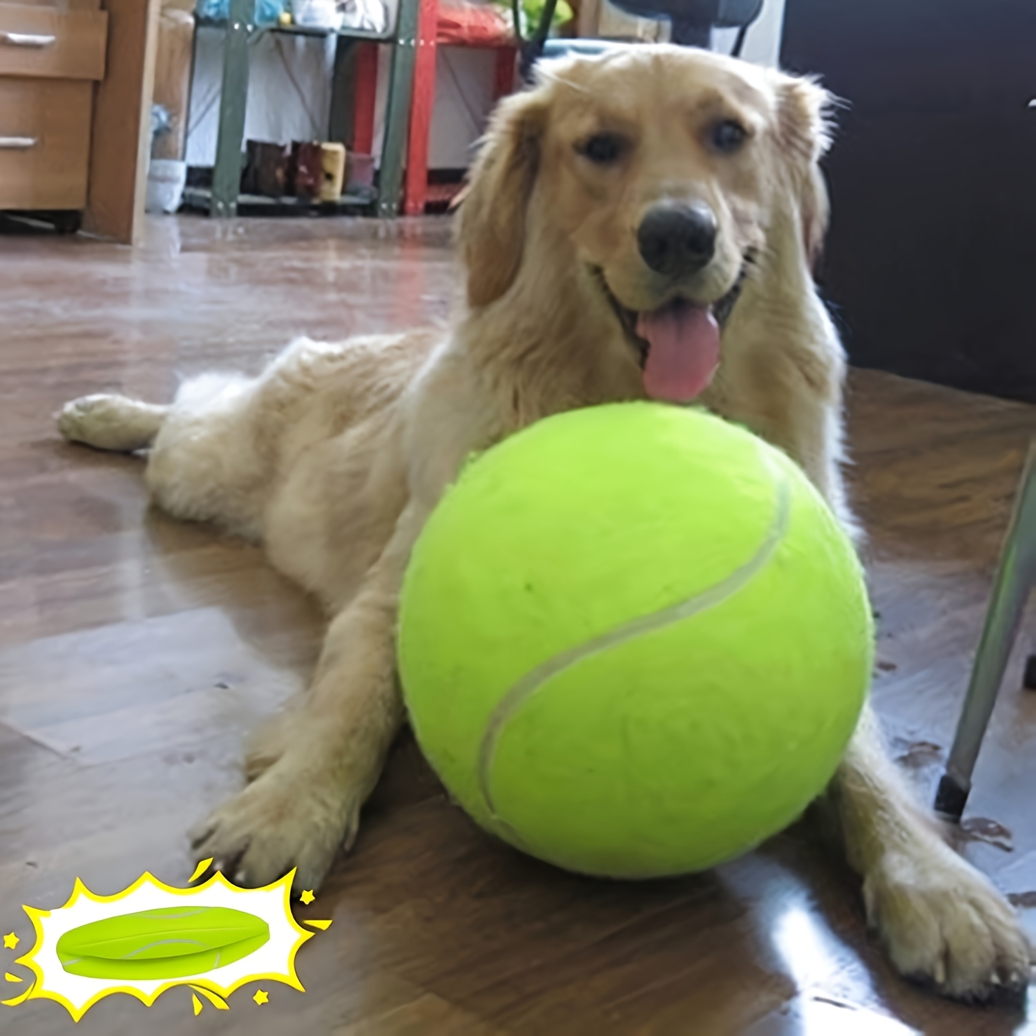 

Jumbo 9.5" Interactive Dog Tennis Ball - , Pet Toy For Small To Medium Breeds - Ideal For Outdoor Play & Exercise, Deflated